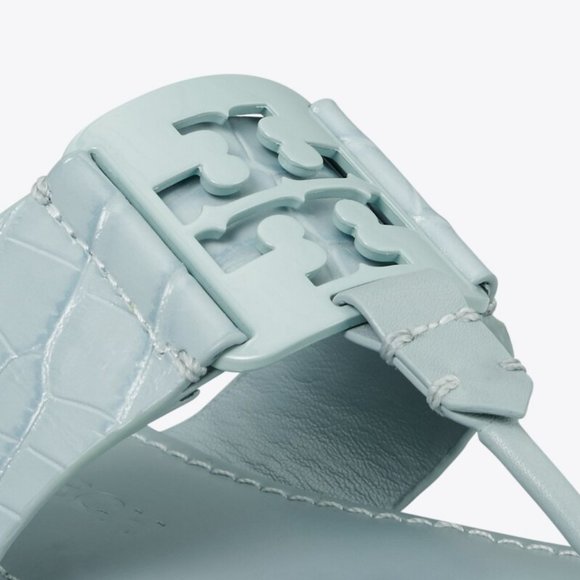 TORY BURCH * $248 * Georgia Northern Blue Soft Croc Embossed Logo Sandal 11 - Picture 7 of 8